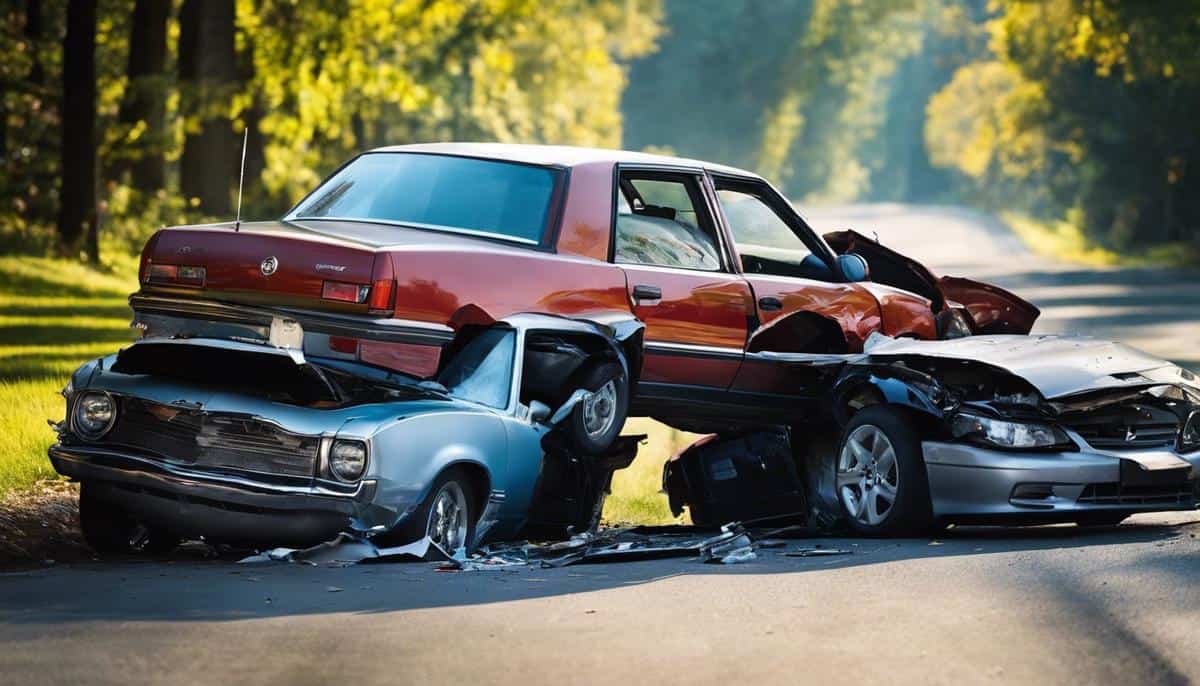 Image depicting the importance of uninsured motorist coverage, showing a damaged car on one side and a protected car on the other side.